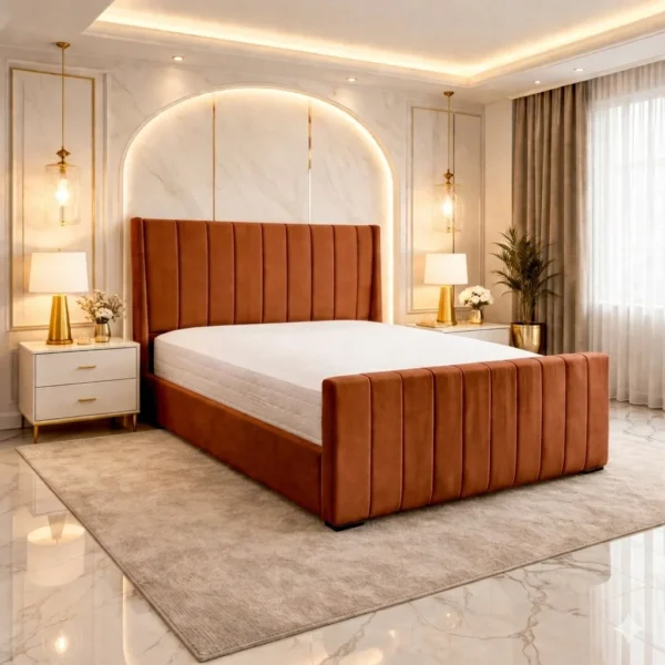 Alpha Upholstered Bed Frame | Multiple Plush Colours