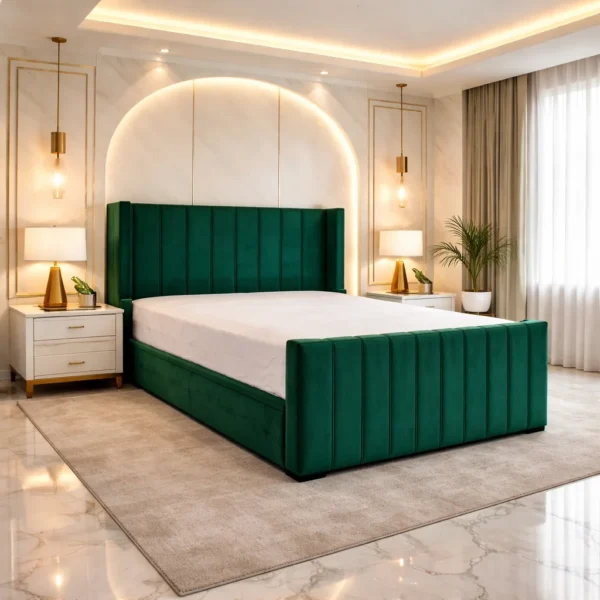 Alpha Upholstered Bed Frame | Multiple Plush Colours