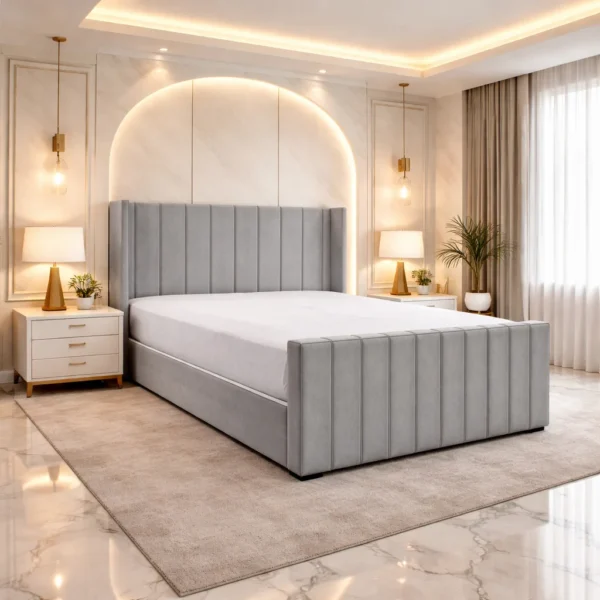 Alpha Upholstered Bed Frame | Multiple Plush Colours