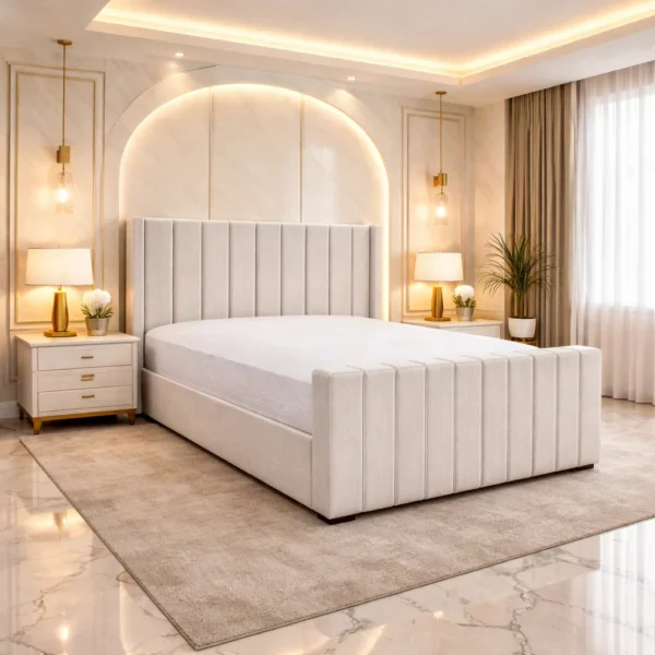 Alpha Upholstered Bed Frame | Multiple Plush Colours