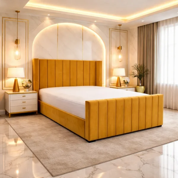 Alpha Upholstered Bed Frame | Multiple Plush Colours
