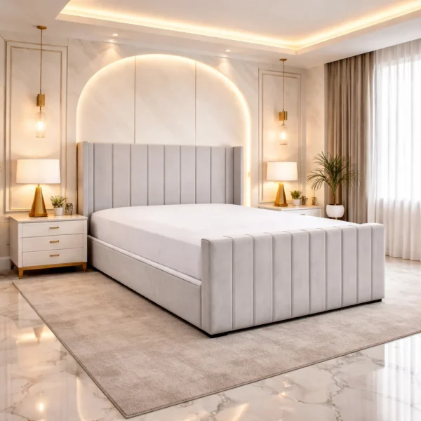 Alpha Upholstered Bed Frame | Multiple Plush Colours