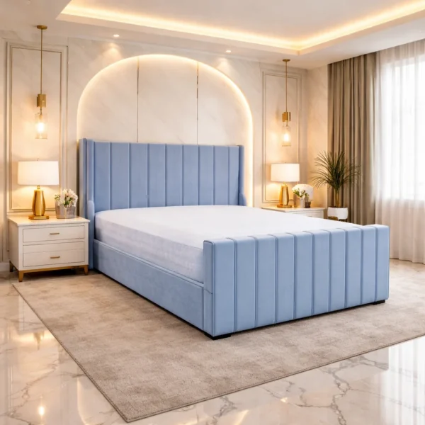 Alpha Upholstered Bed Frame | Multiple Plush Colours