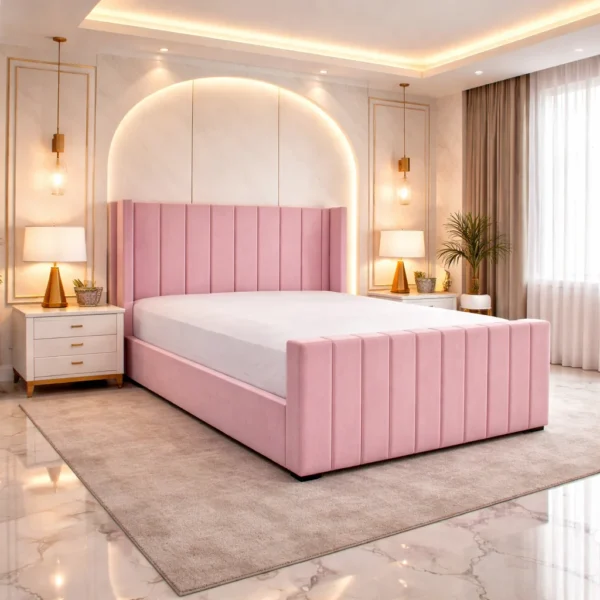 Alpha Upholstered Bed Frame | Multiple Plush Colours