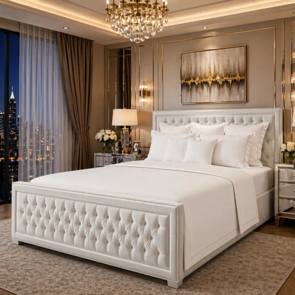 Chesterfield Plush Upholstered Bed Frame – Luxury Fabric Bed Frame UK