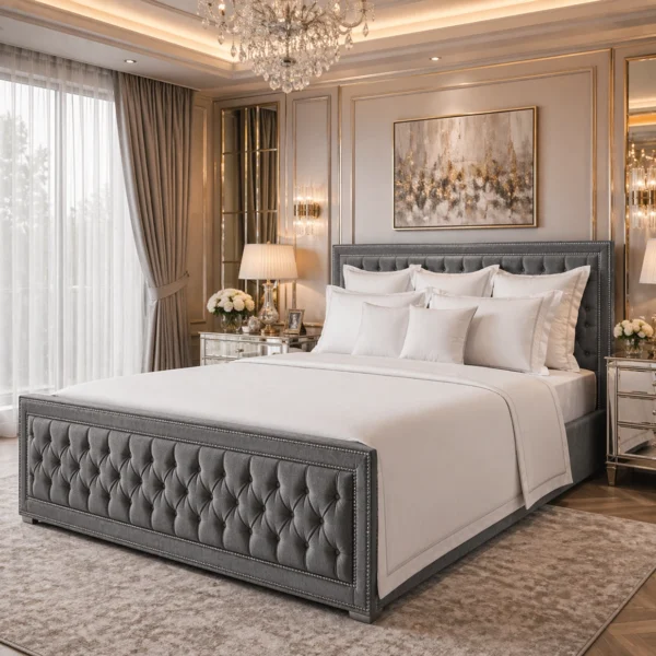 Chesterfield Plush Upholstered Bed Frame – Luxury Fabric Bed Frame UK