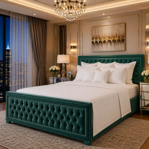 Chesterfield Plush Upholstered Bed Frame – Luxury Fabric Bed Frame UK