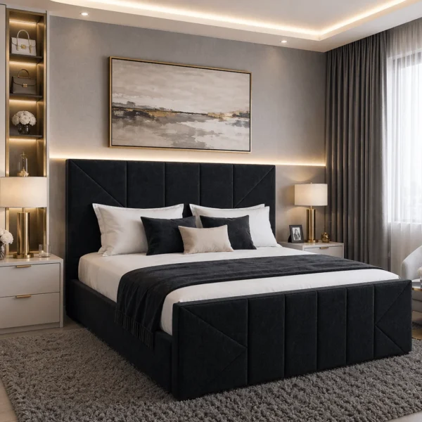 Grosvenor Plush Upholstered Bed Frame – Luxury Fabric Frame Bed UK