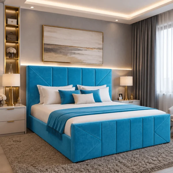 Grosvenor Plush Upholstered Bed Frame – Luxury Fabric Frame Bed UK