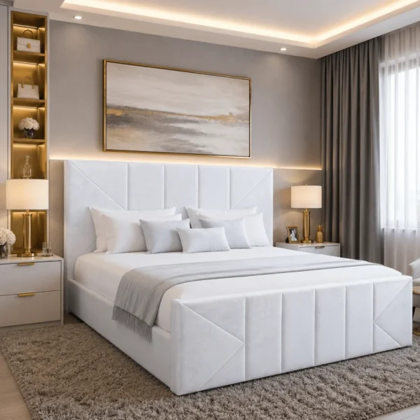 Grosvenor Plush Upholstered Bed Frame – Luxury Fabric Frame Bed UK