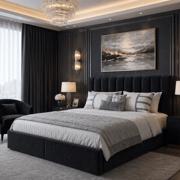 Jasmin Plush Upholstered Bed Frame – Luxury Fabric Bed Frame UK