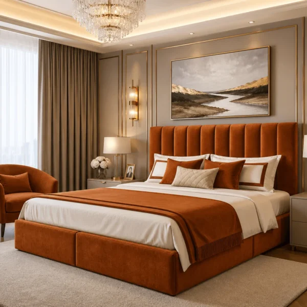 Jasmin Plush Upholstered Bed Frame – Luxury Fabric Bed Frame UK