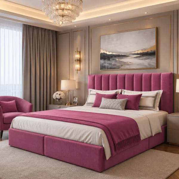 Jasmin Plush Upholstered Bed Frame – Luxury Fabric Bed Frame UK