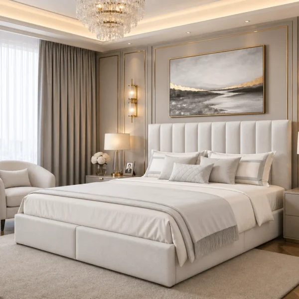 Jasmin Plush Upholstered Bed Frame – Luxury Fabric Bed Frame UK