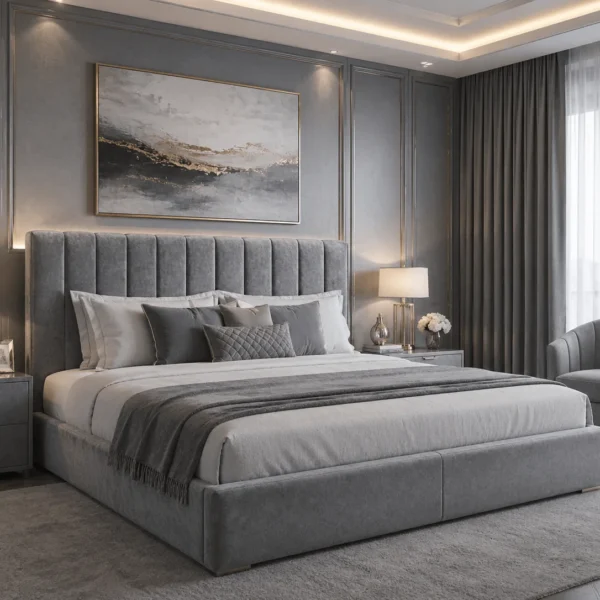 Jasmin Plush Upholstered Bed Frame – Luxury Fabric Bed Frame UK
