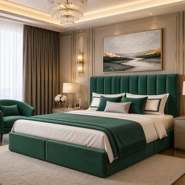 Jasmin Plush Upholstered Bed Frame – Luxury Fabric Bed Frame UK