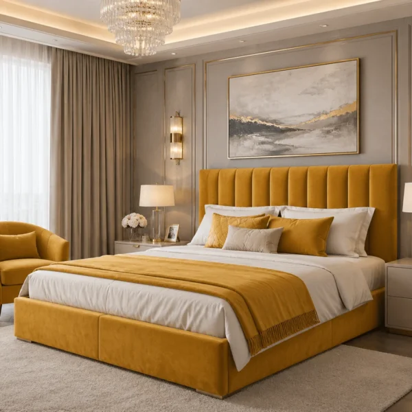 Jasmin Plush Upholstered Bed Frame – Luxury Fabric Bed Frame UK