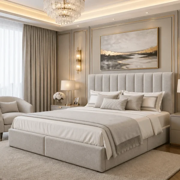 Jasmin Plush Upholstered Bed Frame – Luxury Fabric Bed Frame UK