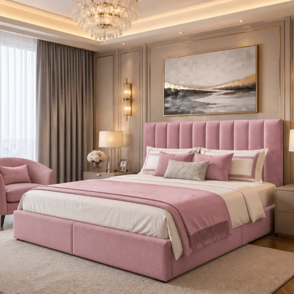 Jasmin Plush Upholstered Bed Frame – Luxury Fabric Bed Frame UK