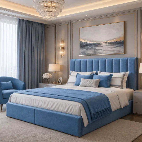 Jasmin Plush Upholstered Bed Frame – Luxury Fabric Bed Frame UK