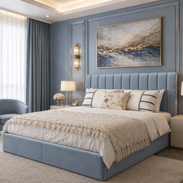 Jasmin Plush Upholstered Bed Frame – Luxury Fabric Bed Frame UK