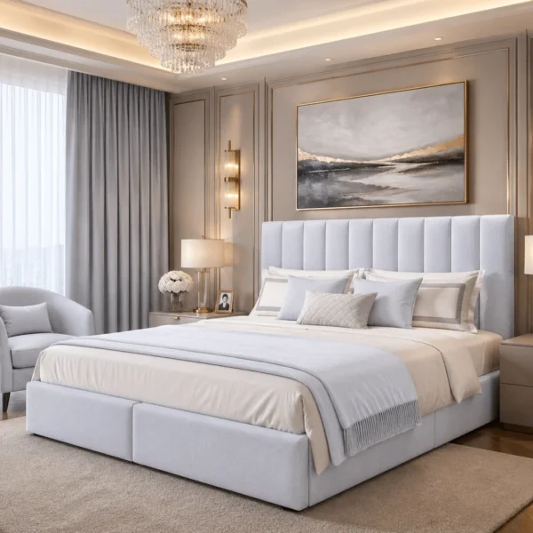Jasmin Plush Upholstered Bed Frame – Luxury Fabric Bed Frame UK