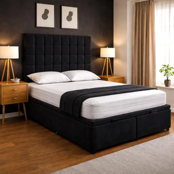 Mearns Plush Ottoman Bed Frame – Gas Lift Storage Bed UK