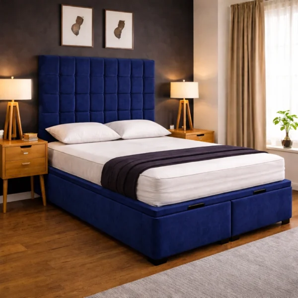Mearns Plush Ottoman Bed Frame – Gas Lift Storage Bed UK