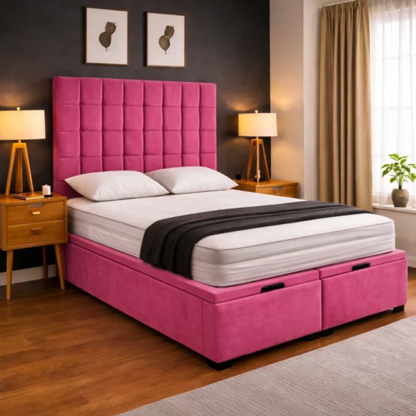 Mearns Plush Ottoman Bed Frame – Gas Lift Storage Bed UK