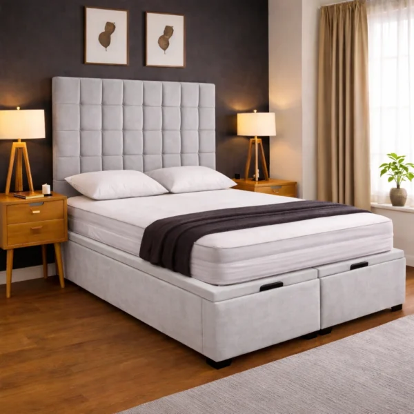 Mearns Plush Ottoman Bed Frame – Gas Lift Storage Bed UK