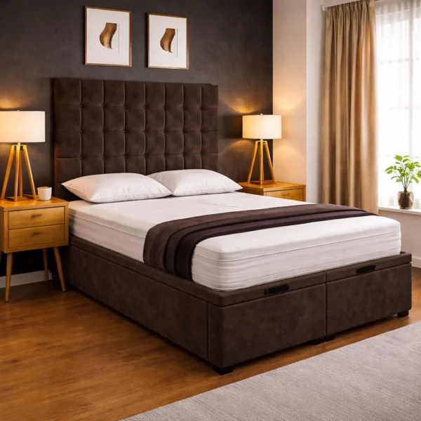 Mearns Plush Ottoman Bed Frame – Gas Lift Storage Bed UK