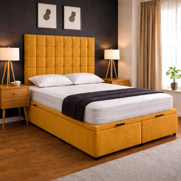Mearns Plush Ottoman Bed Frame – Gas Lift Storage Bed UK