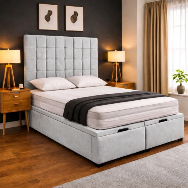 Mearns Plush Ottoman Bed Frame – Gas Lift Storage Bed UK