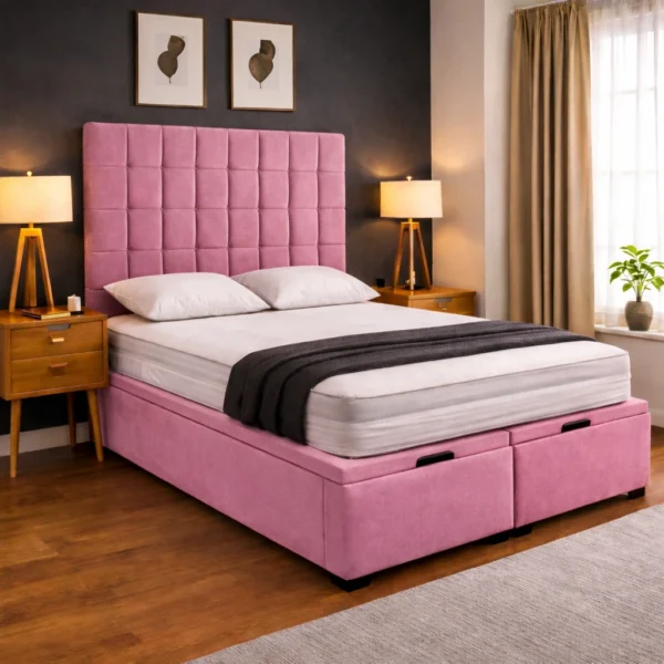 Mearns Plush Ottoman Bed Frame – Gas Lift Storage Bed UK