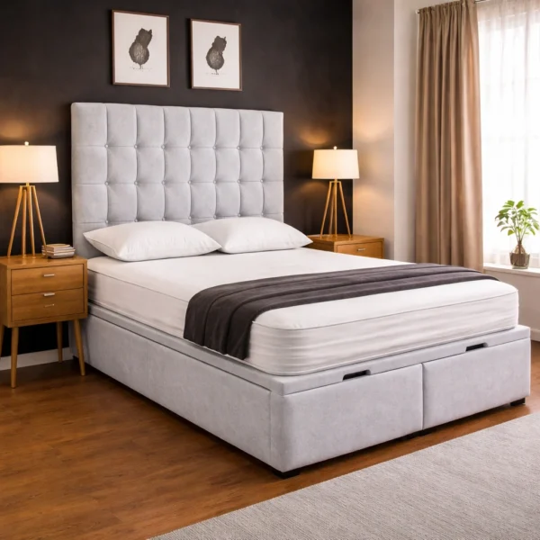 Mearns Plush Ottoman Bed Frame – Gas Lift Storage Bed UK