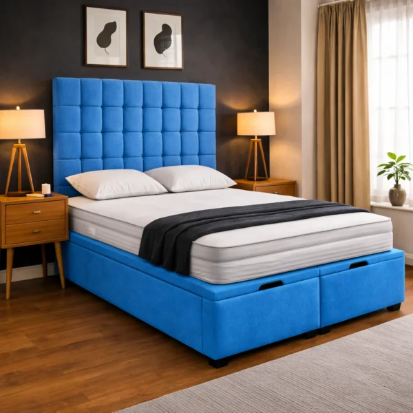 Mearns Plush Ottoman Bed Frame – Gas Lift Storage Bed UK