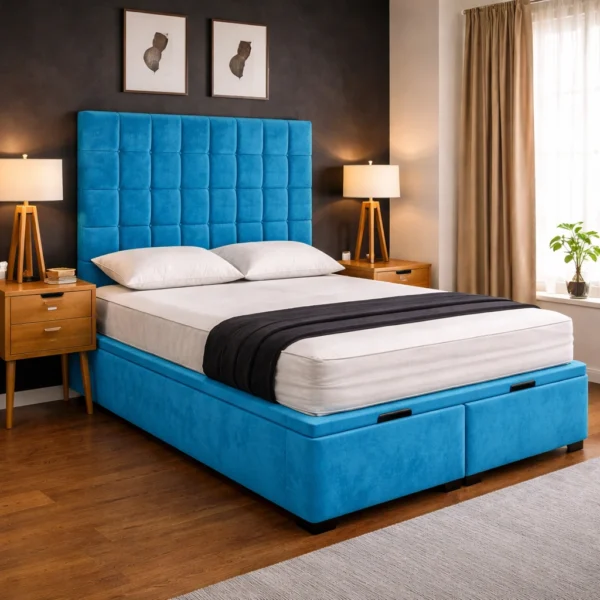 Mearns Plush Ottoman Bed Frame – Gas Lift Storage Bed UK