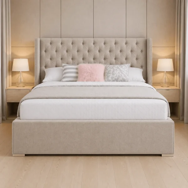 Oxford Plush Ottoman Bed Frame with Storage – Modern Luxury Upholstered Bed