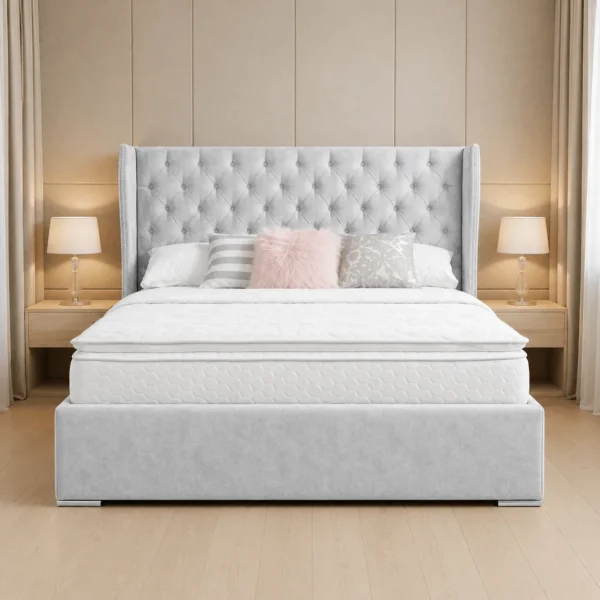 Oxford Plush Ottoman Bed Frame with Storage – Modern Luxury Upholstered Bed