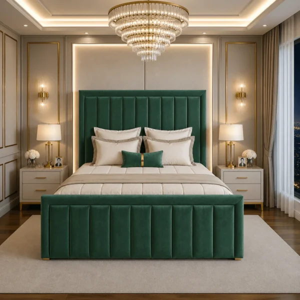 Plush Upholstered Manorcroft Bed Frame – Bumper Panel Design
