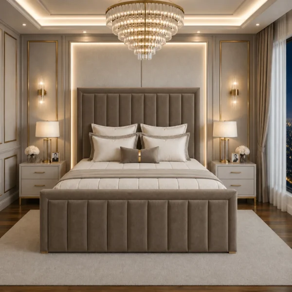 Plush Upholstered Manorcroft Bed Frame – Bumper Panel Design
