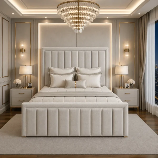 Plush Upholstered Manorcroft Bed Frame – Bumper Panel Design