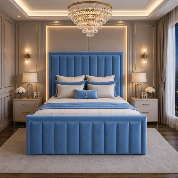 Plush Upholstered Manorcroft Bed Frame – Bumper Panel Design