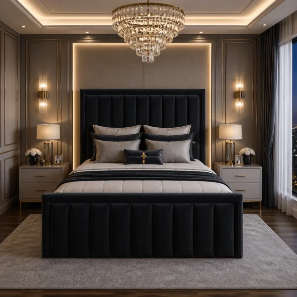 Plush Upholstered Manorcroft Bed Frame – Bumper Panel Design