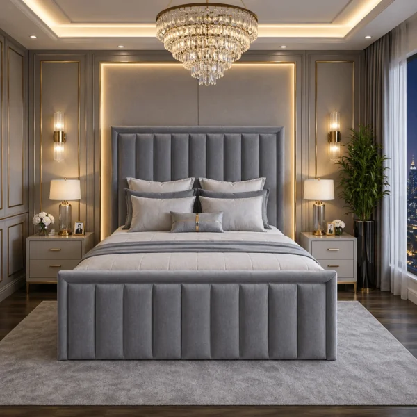 Plush Upholstered Manorcroft Bed Frame – Bumper Panel Design