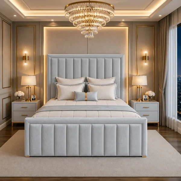 Plush Upholstered Manorcroft Bed Frame – Bumper Panel Design