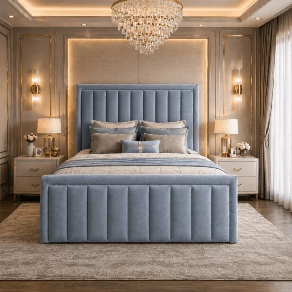 Plush Upholstered Manorcroft Bed Frame – Bumper Panel Design
