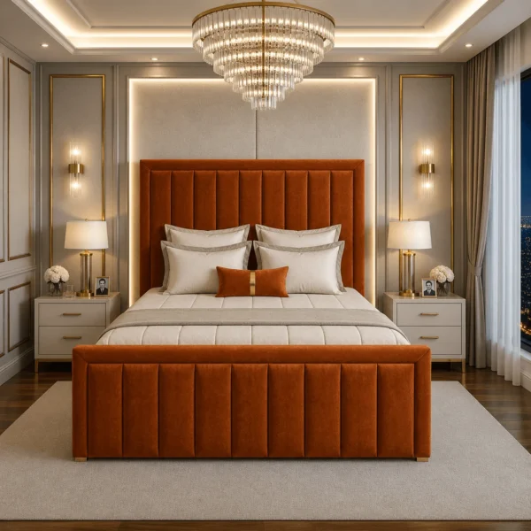Plush Upholstered Manorcroft Bed Frame – Bumper Panel Design