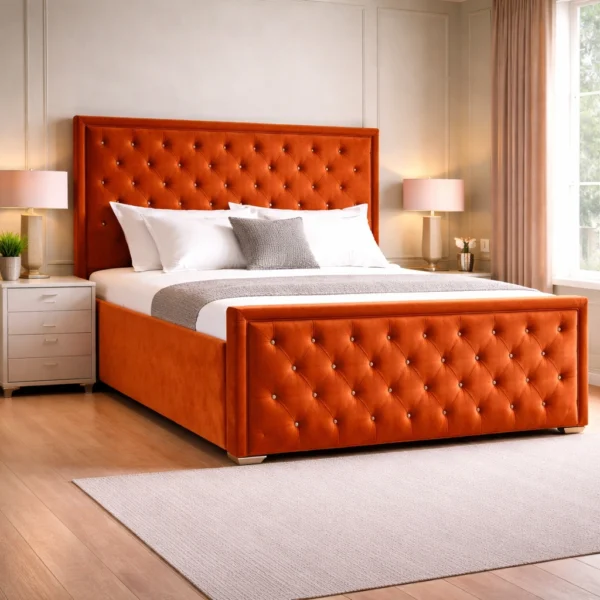 Princess Plush Upholstered Bed Frame – Luxury Fabric Bed Frame UK