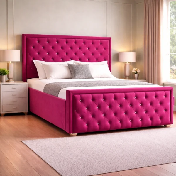 Princess Plush Upholstered Bed Frame – Luxury Fabric Bed Frame UK